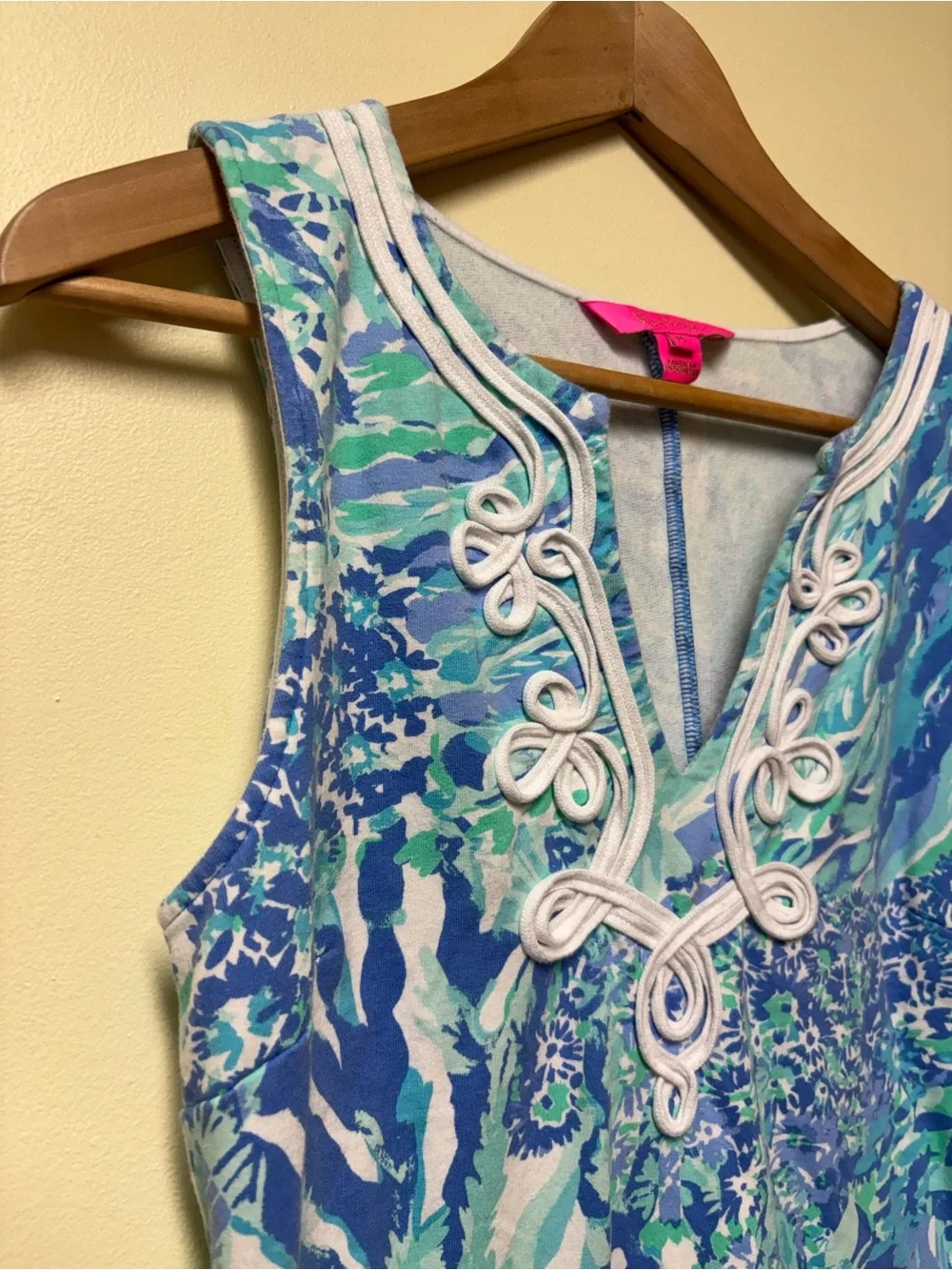 Lilly Pulitzer Harper Cotton Shift Dress Blue Haven Hey Hey Soleil - Medium